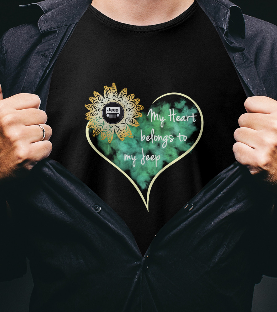 My Heart Belongs To My Jeep Sunflower T-Shirt