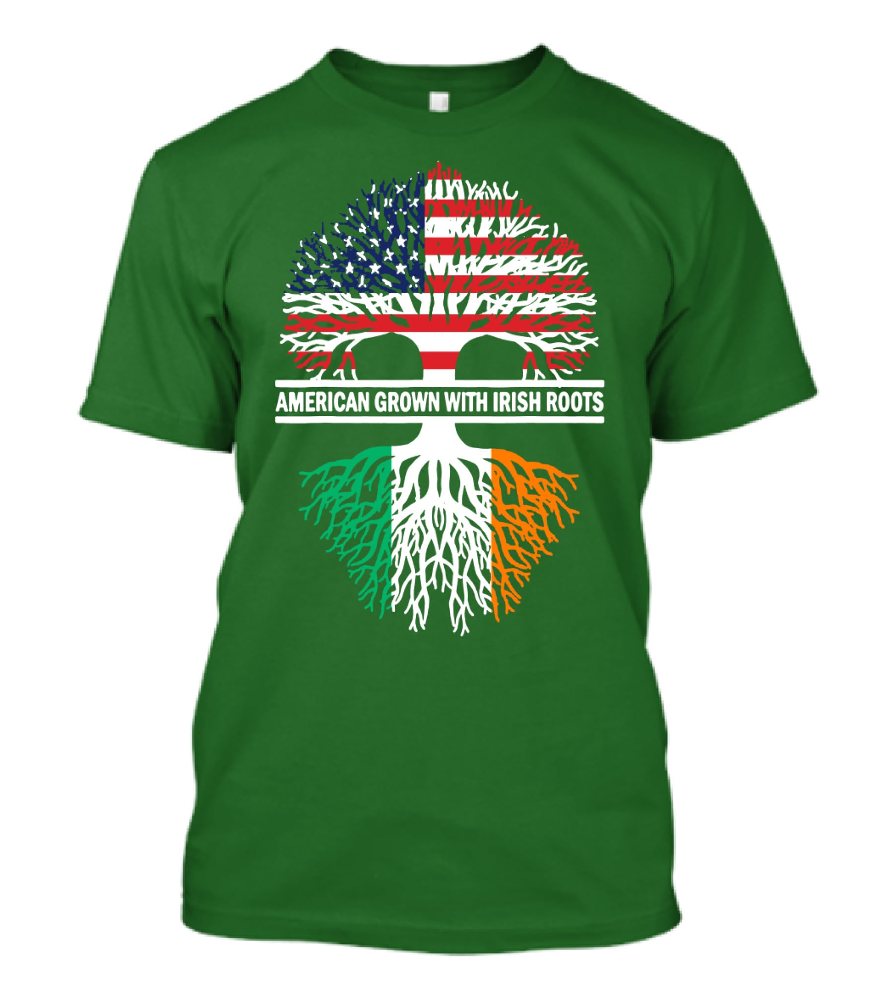 American Grown With Irish Roots Flag Tree T-Shirt