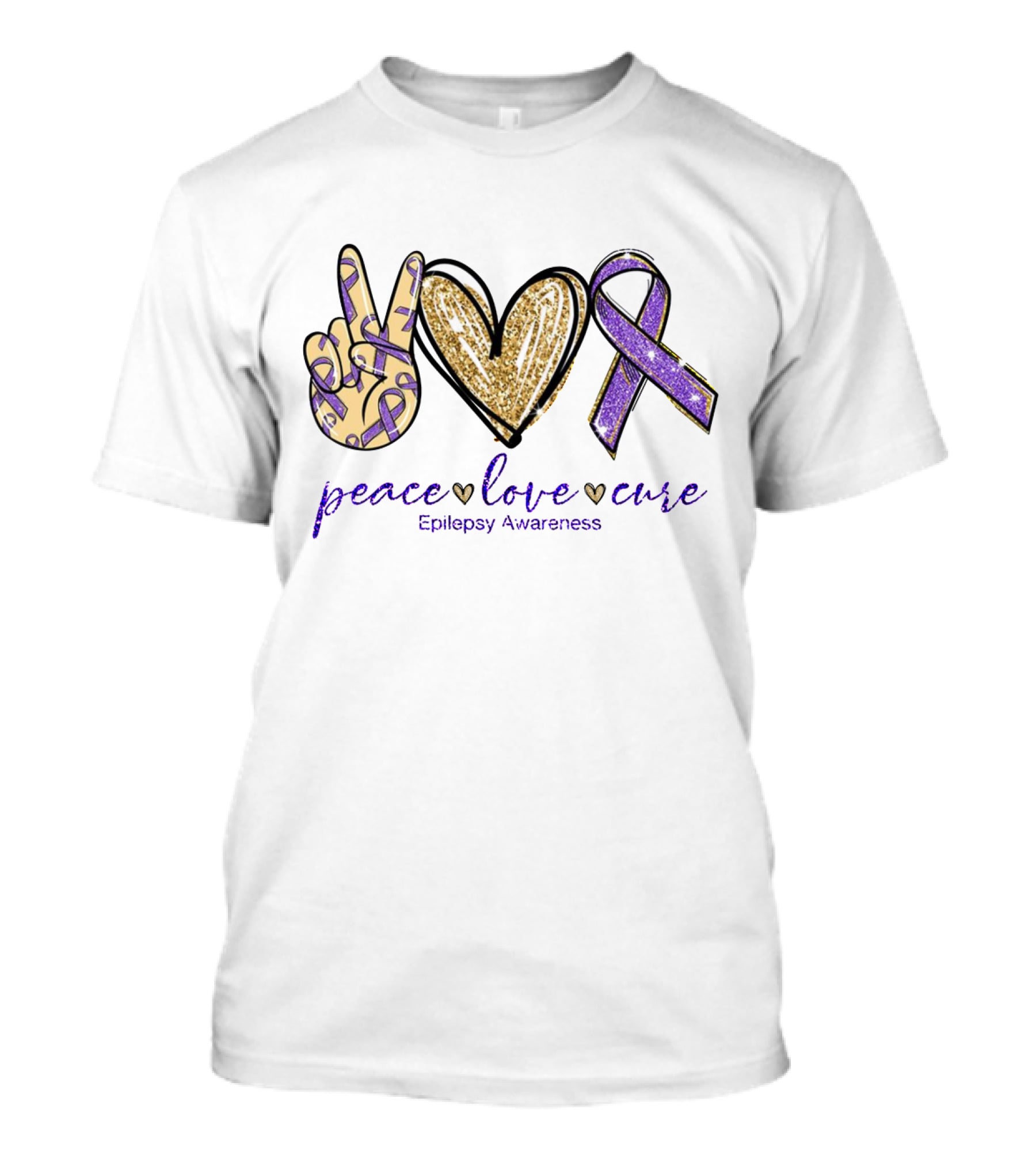 Epilepsy Awareness Peace Love Cure T-Shirt