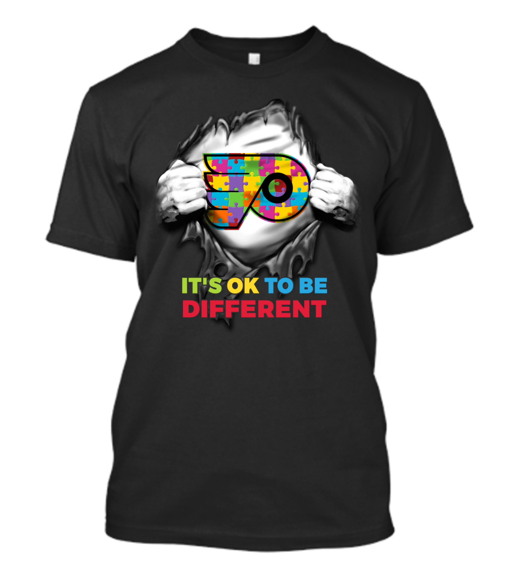 It's Ok To Be Different Autism Puzzle Flyer Nhl T-Shirt