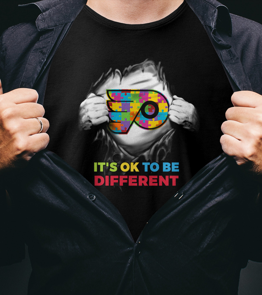 It's Ok To Be Different Autism Puzzle Flyer Nhl T-Shirt