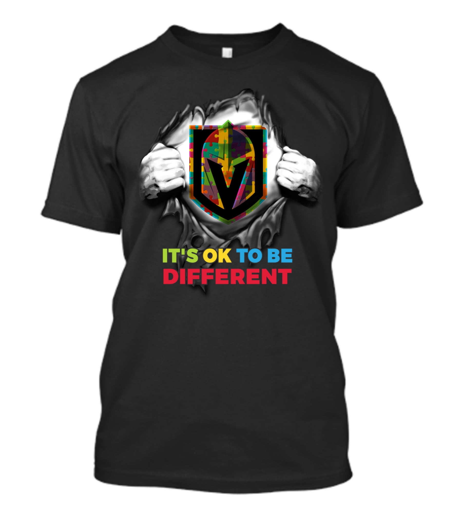 It's Ok To Be Different Autism Puzzle Vegas Golden Knights T-Shirt