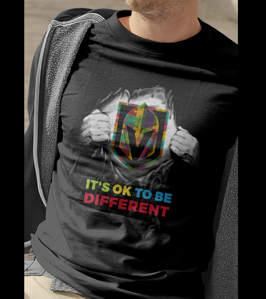 It's Ok To Be Different Autism Puzzle Vegas Golden Knights T-Shirt