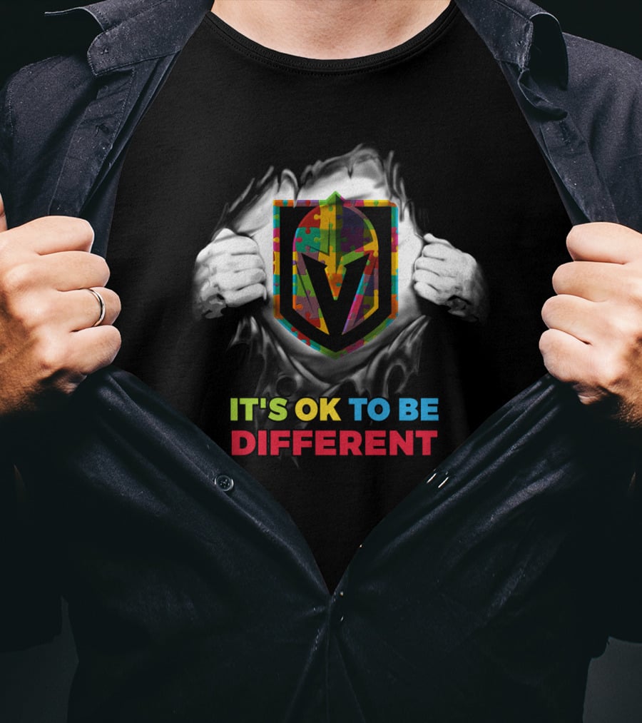 It's Ok To Be Different Autism Puzzle Vegas Golden Knights T-Shirt