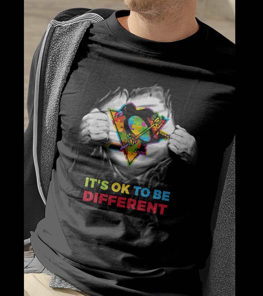 It's Ok To Be Different Autism Nhl 23 Puzzle Penguin T-Shirt