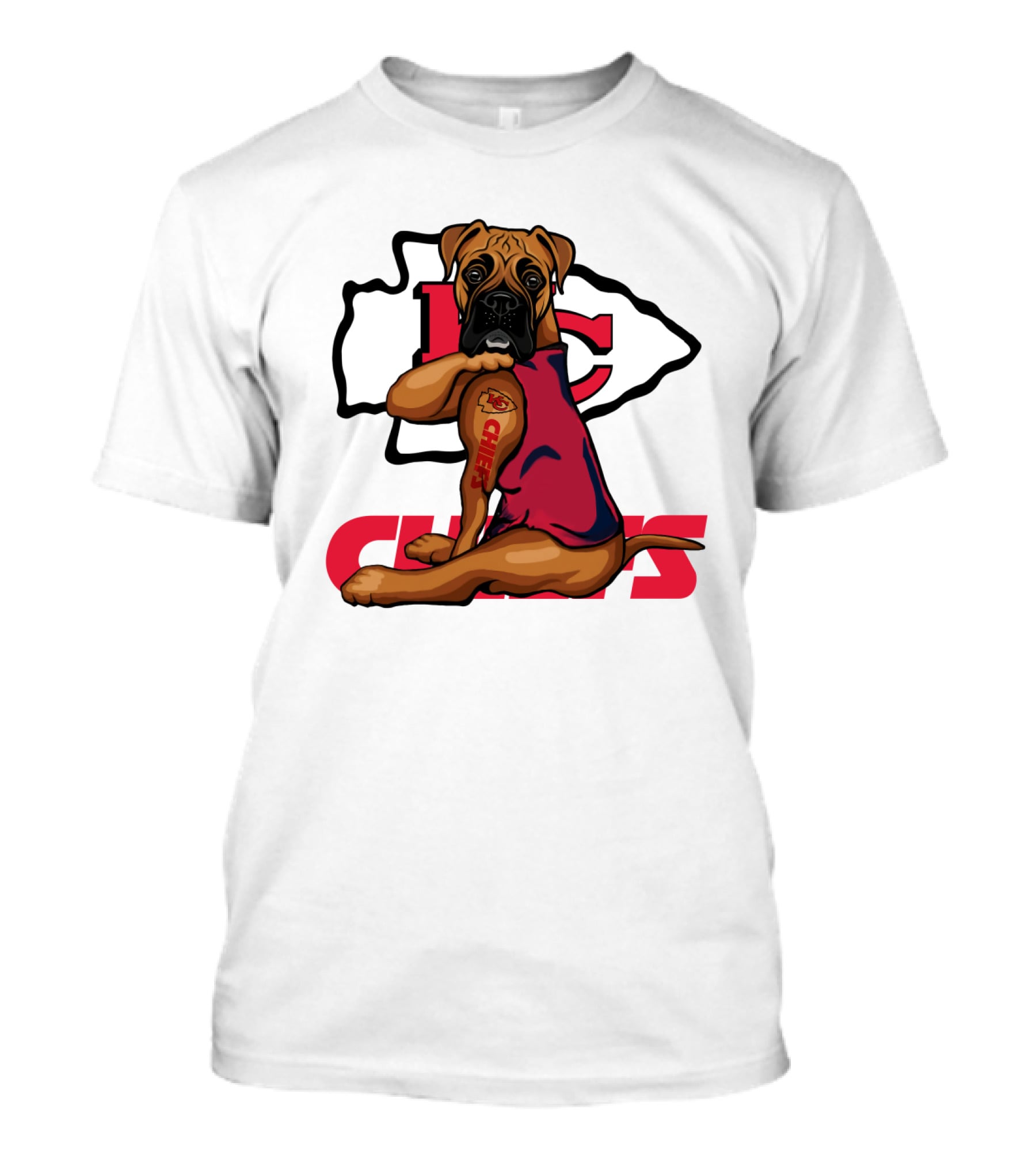 Kc Chiefs Boxer Tattoo Nfl Fan Dog T-Shirt