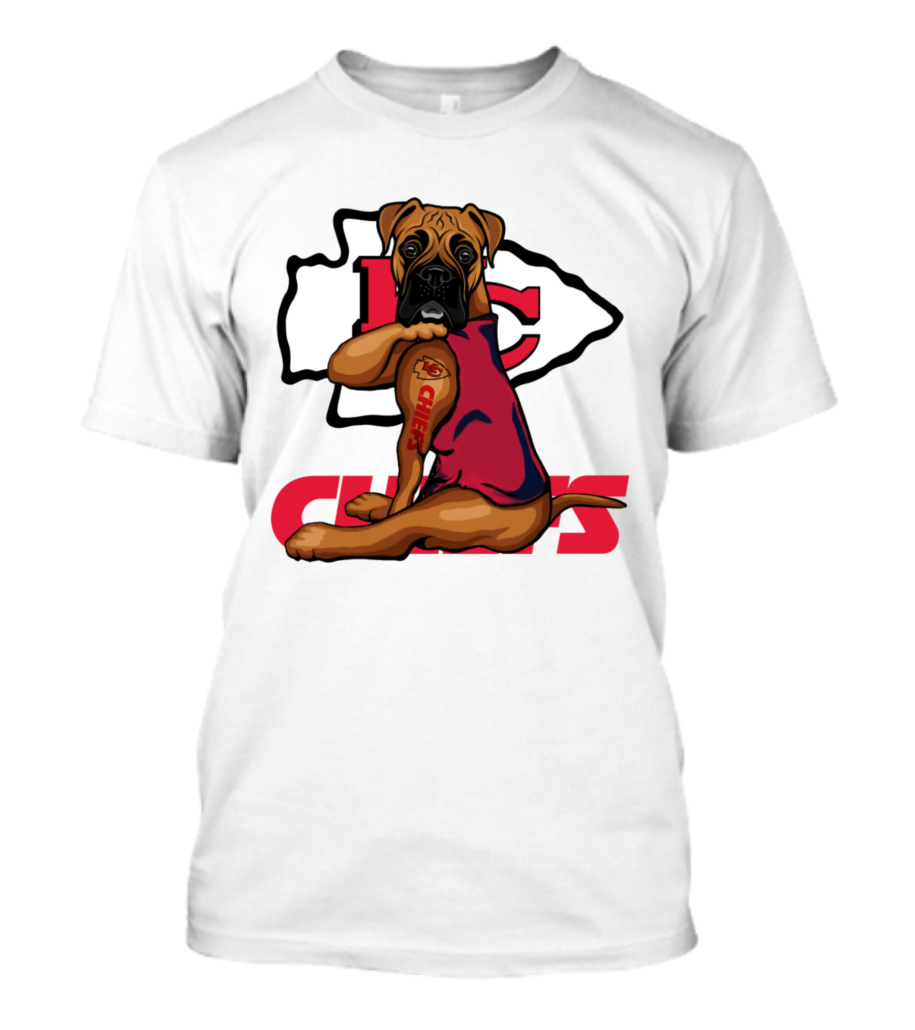 Boxer Chiefs KC Chiefs Tattoo Football Dog T-Shirt
