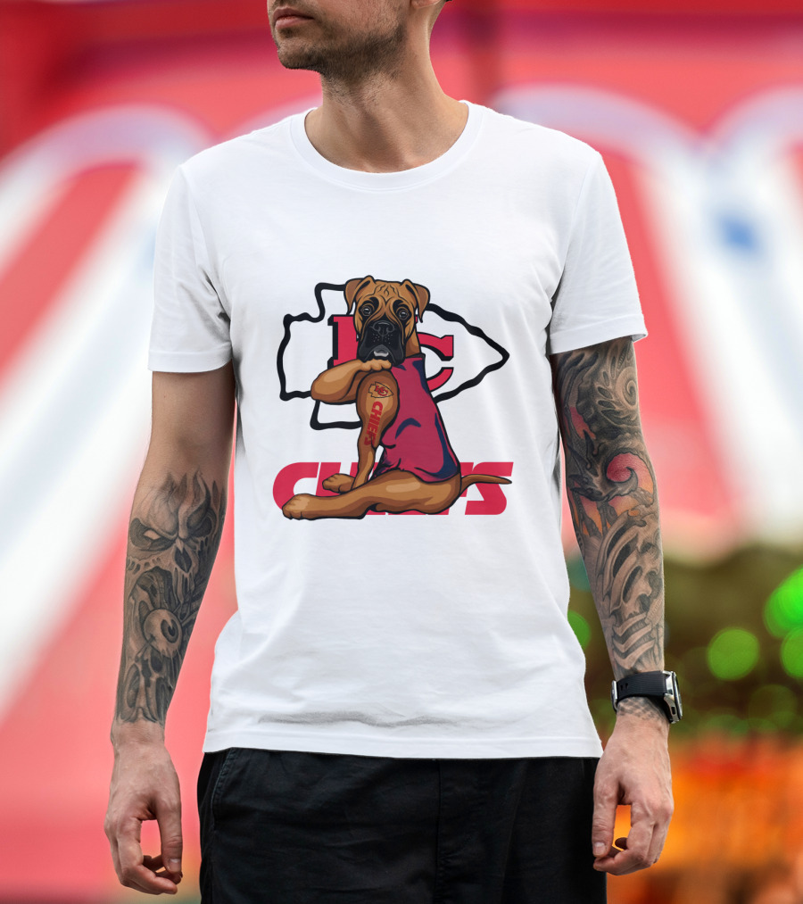 Boxer Chiefs KC Chiefs Tattoo Football Dog T-Shirt