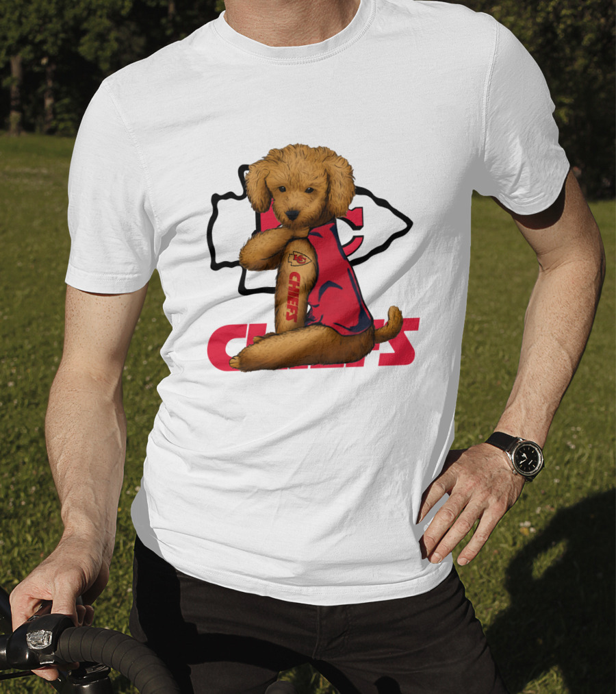 Poodle Chiefs KC Chiefs Logo Dog In Red Jersey T-Shirt