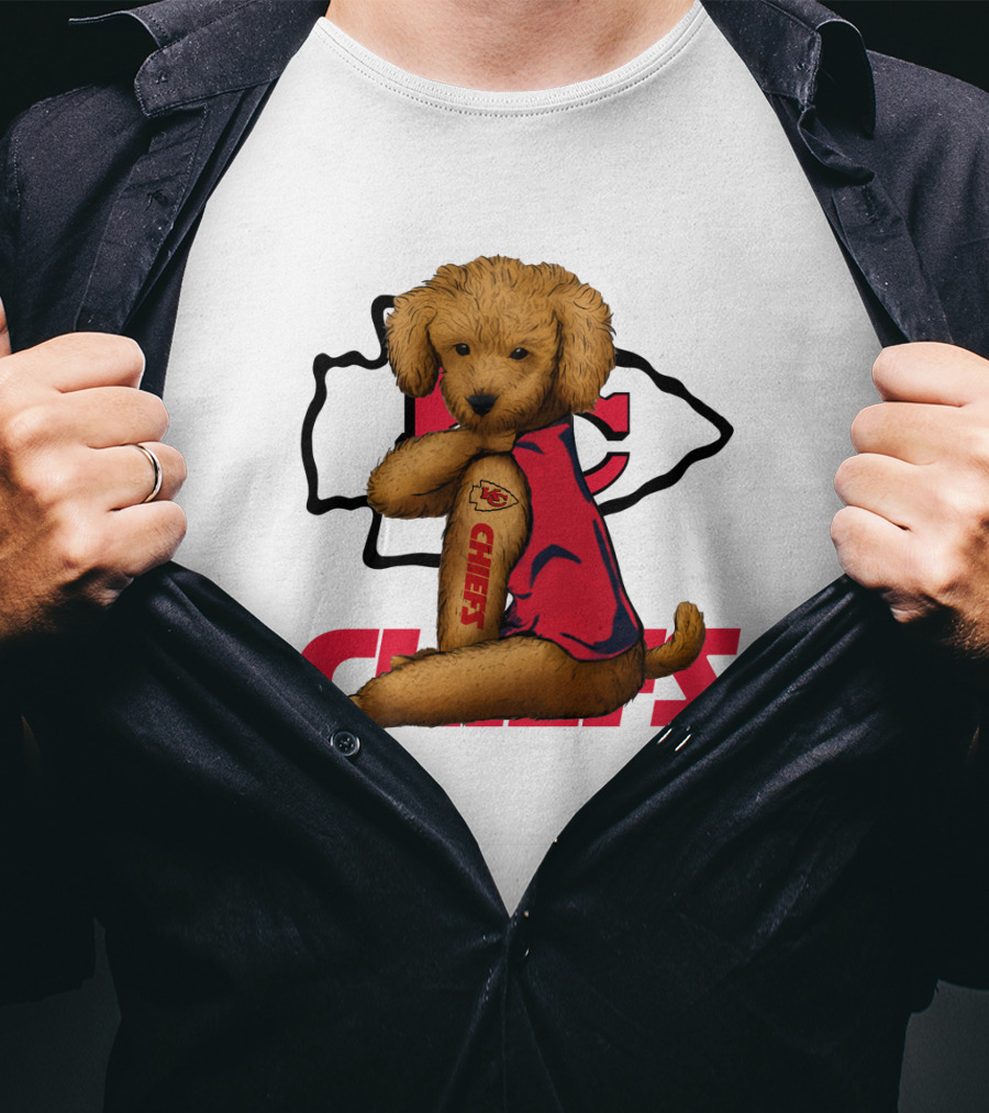Poodle Chiefs KC Chiefs Logo Dog In Red Jersey T-Shirt