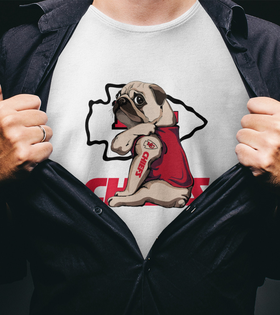 Pug Chiefs Kansas City Logo Tattoo Red Jersey T-Shirt