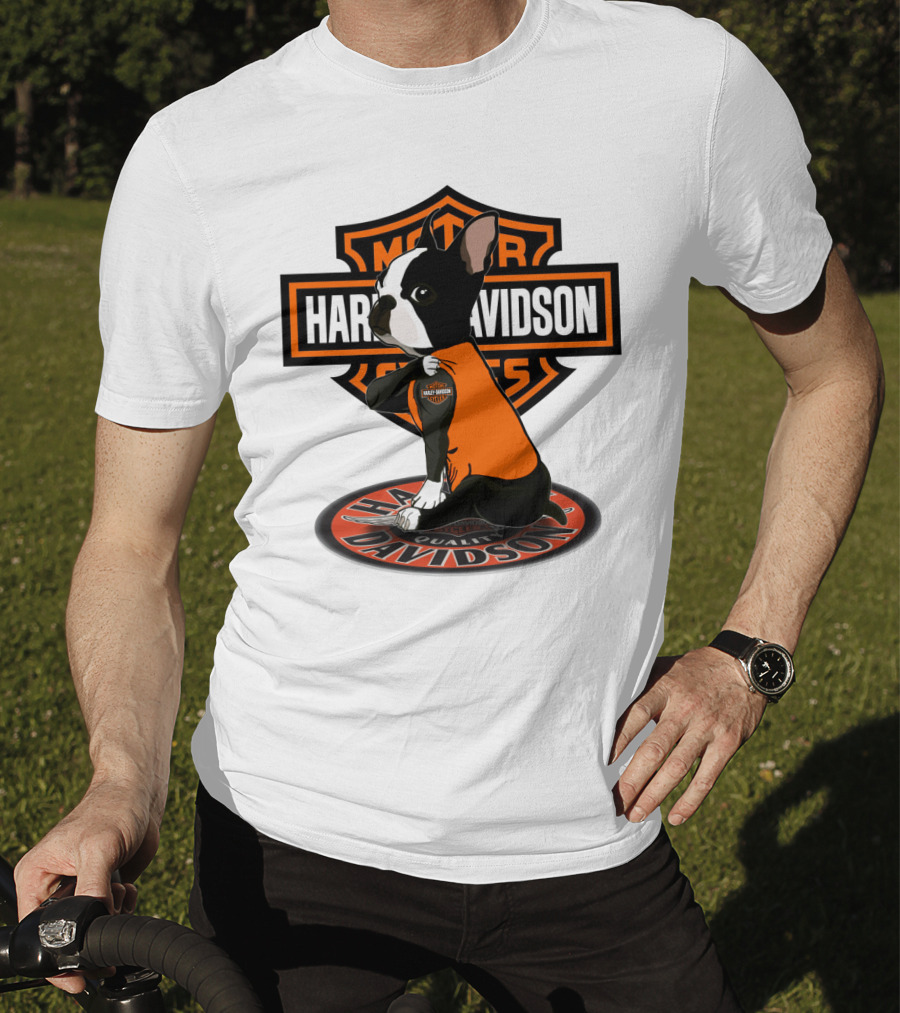 Harley Davidson Boston Terrier Motor Cycles T-Shirt