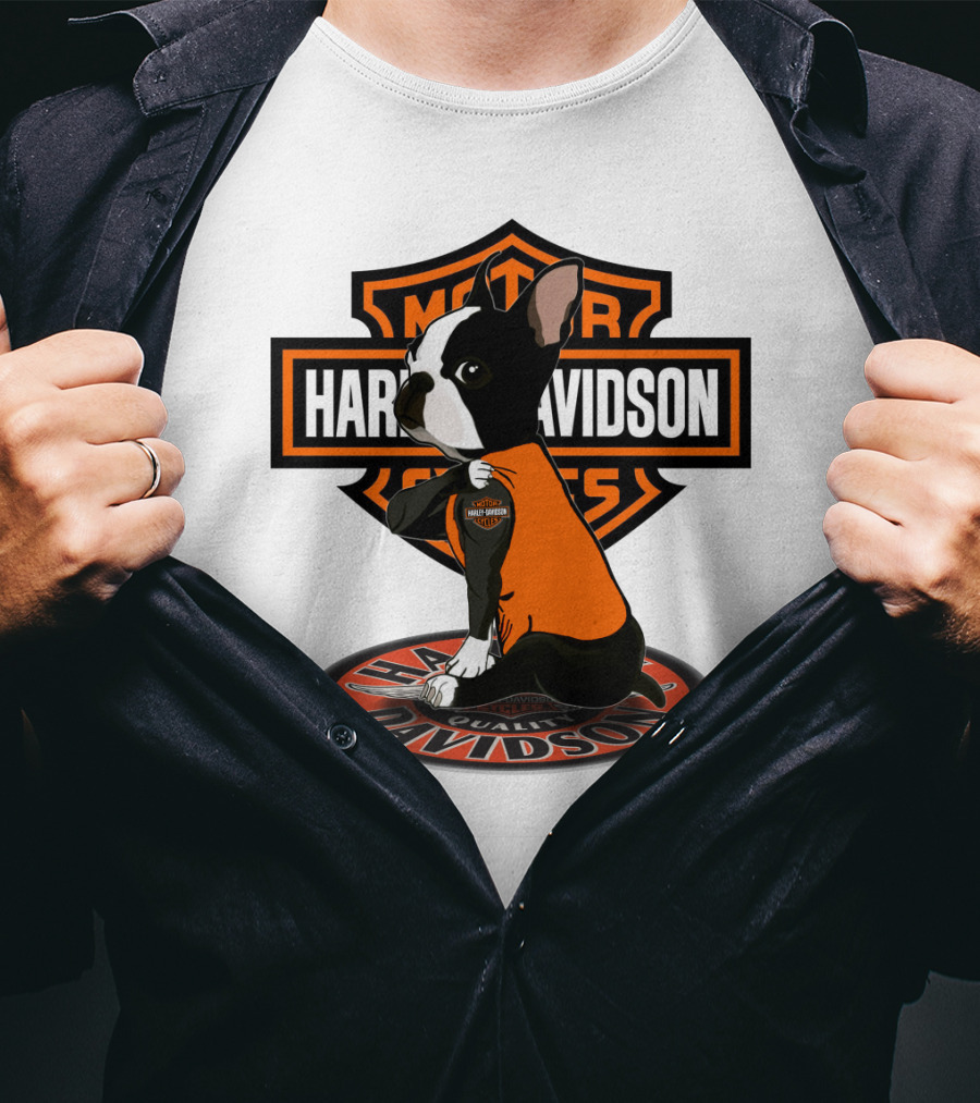 Harley Davidson Boston Terrier Motor Cycles T-Shirt