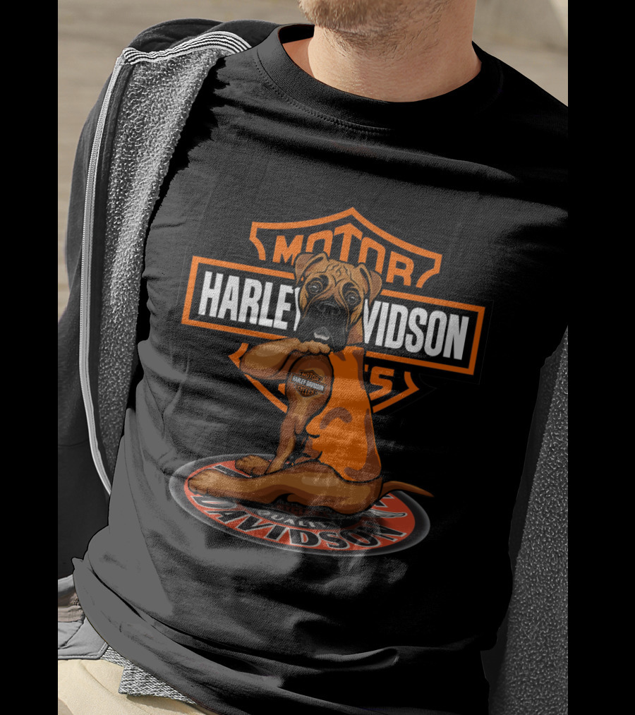 Harley Davidson Motorcycles Boxer Dog Badge T-Shirt