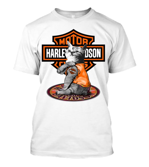 Harley Davidson Cat With Motorcycles T-Shirt