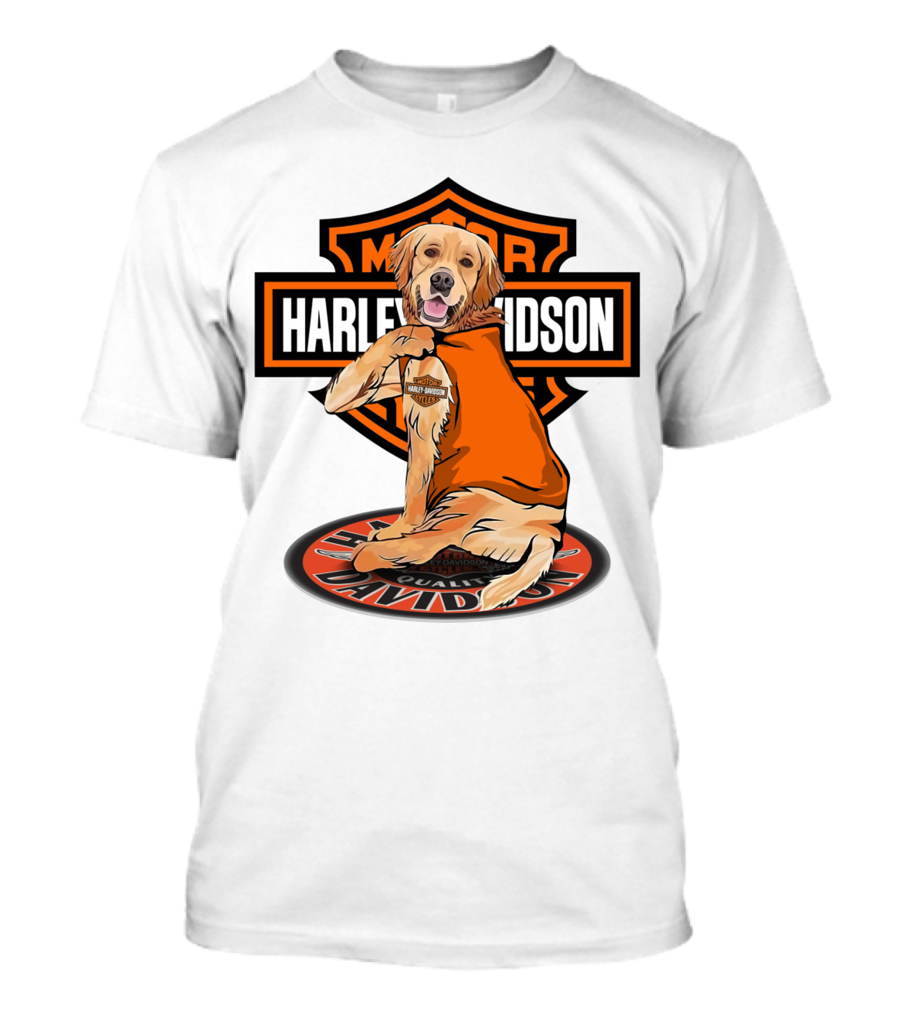 Harley Davidson Motorcycles Golden Retriever T-Shirt