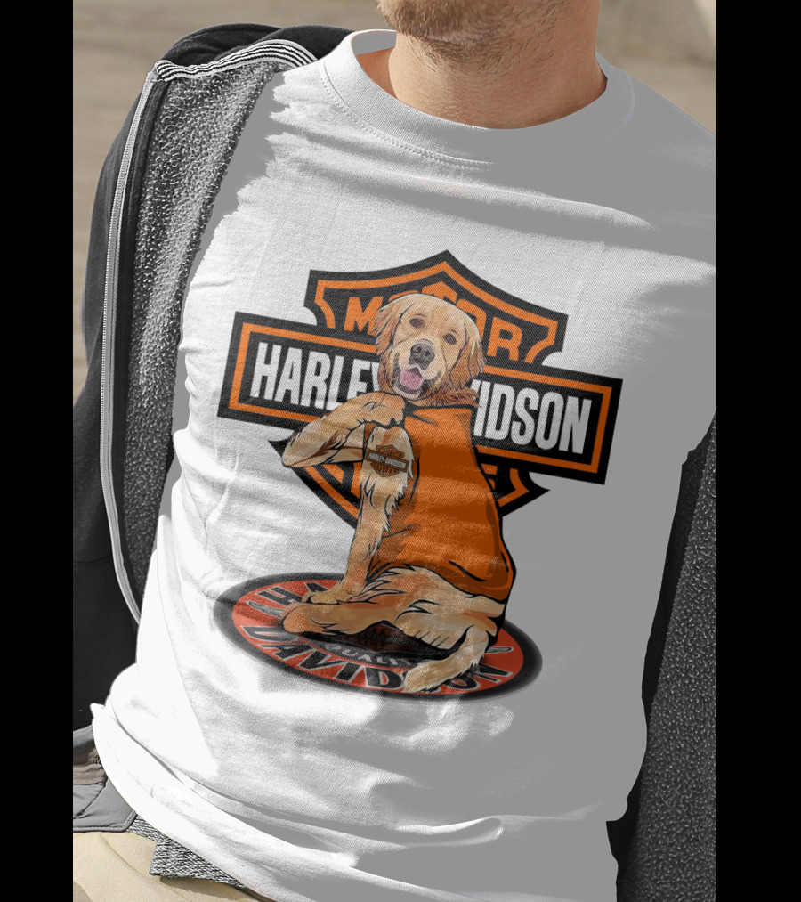 Harley Davidson Motorcycles Golden Retriever T-Shirt