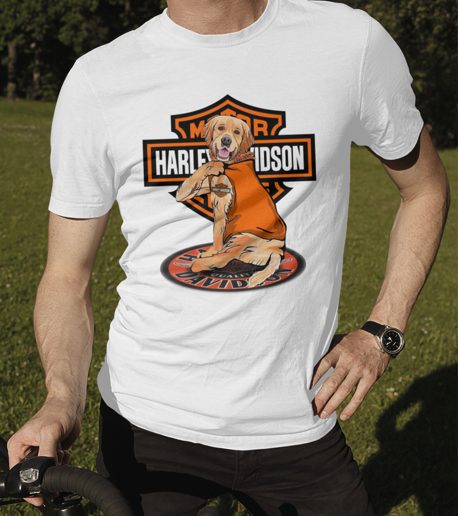 Harley Davidson Motorcycles Golden Retriever T-Shirt