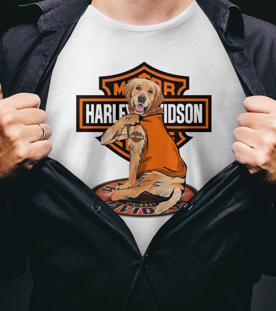 Harley Davidson Motorcycles Golden Retriever T-Shirt