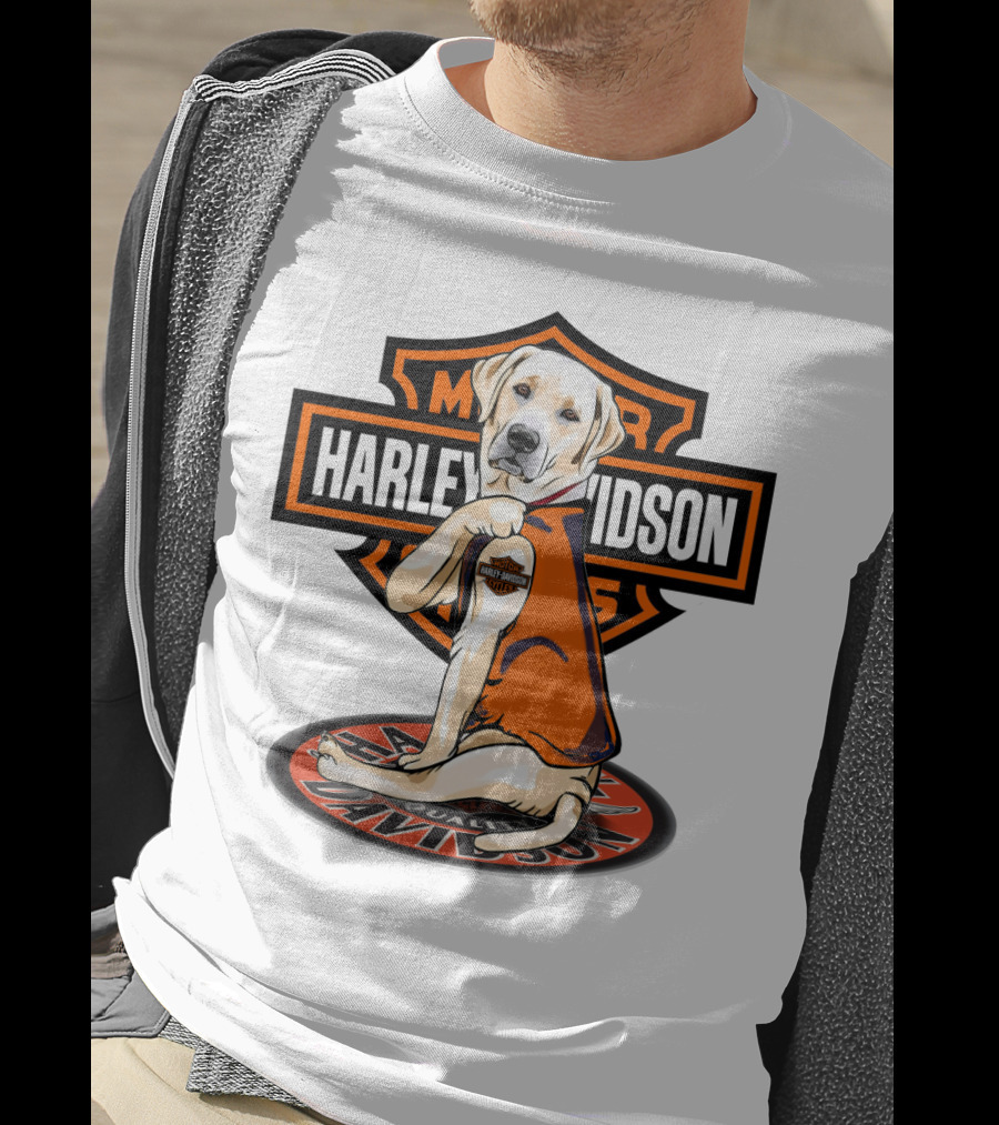 Harley Davidson Labrador Holding Motor Cycles Shield T-Shirt