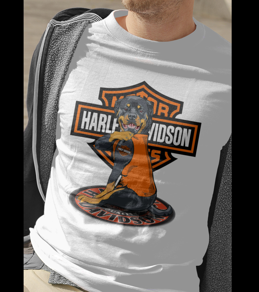 Harley Davidson Motorcycles Rottweiler T-Shirt