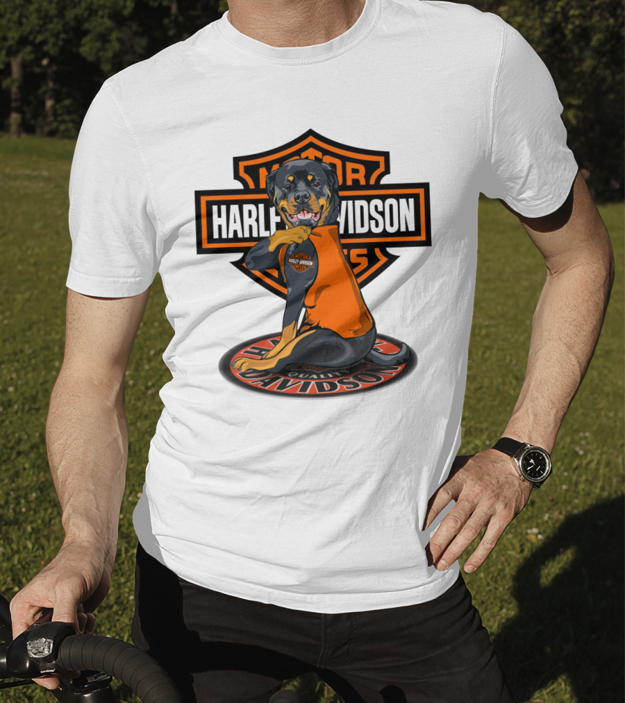 Harley Davidson Motorcycles Rottweiler T-Shirt