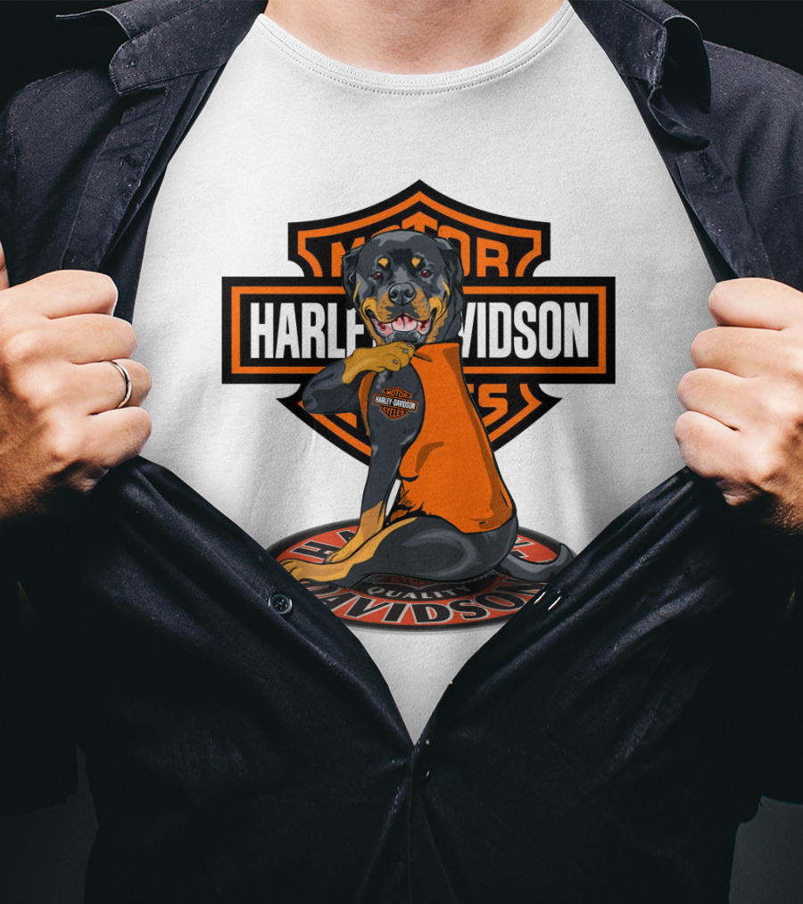 Harley Davidson Motorcycles Rottweiler T-Shirt