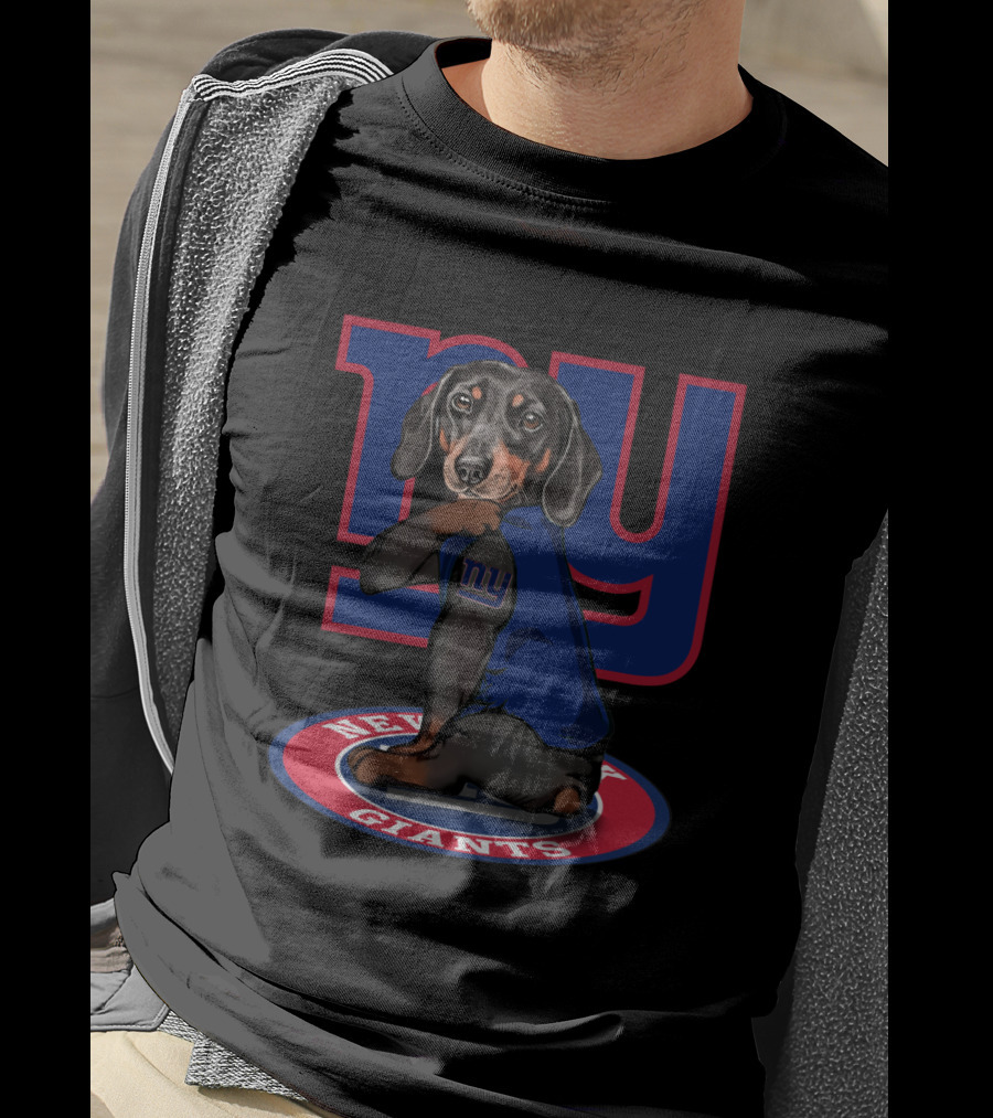 New York Giants Dachshund Ny Giants Sports Fan Football Canine T-Shirt