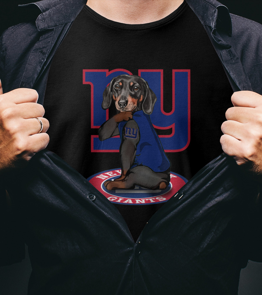 New York Giants Dachshund Ny Giants Sports Fan Football Canine T-Shirt