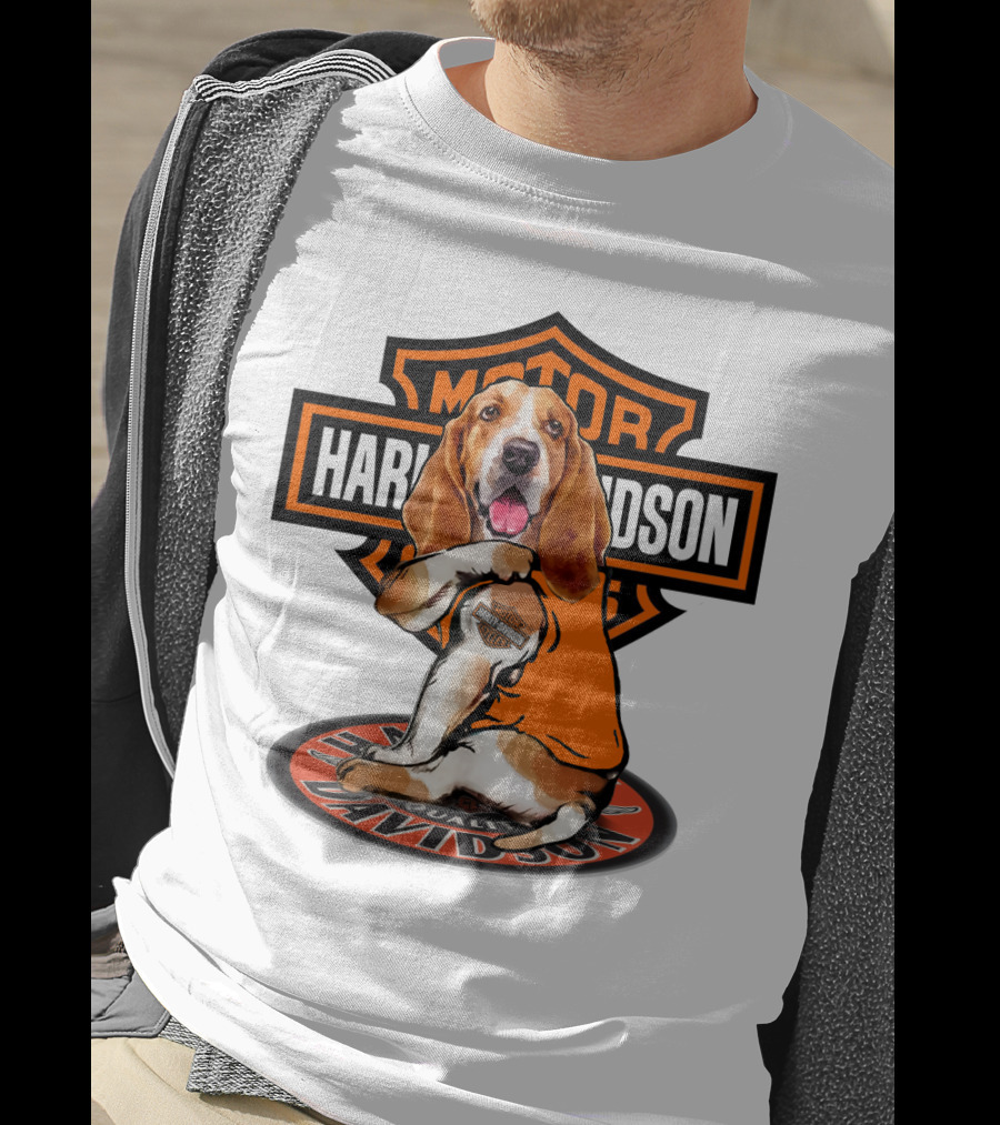 Harley Davidson Basset Hound Motor T-Shirt