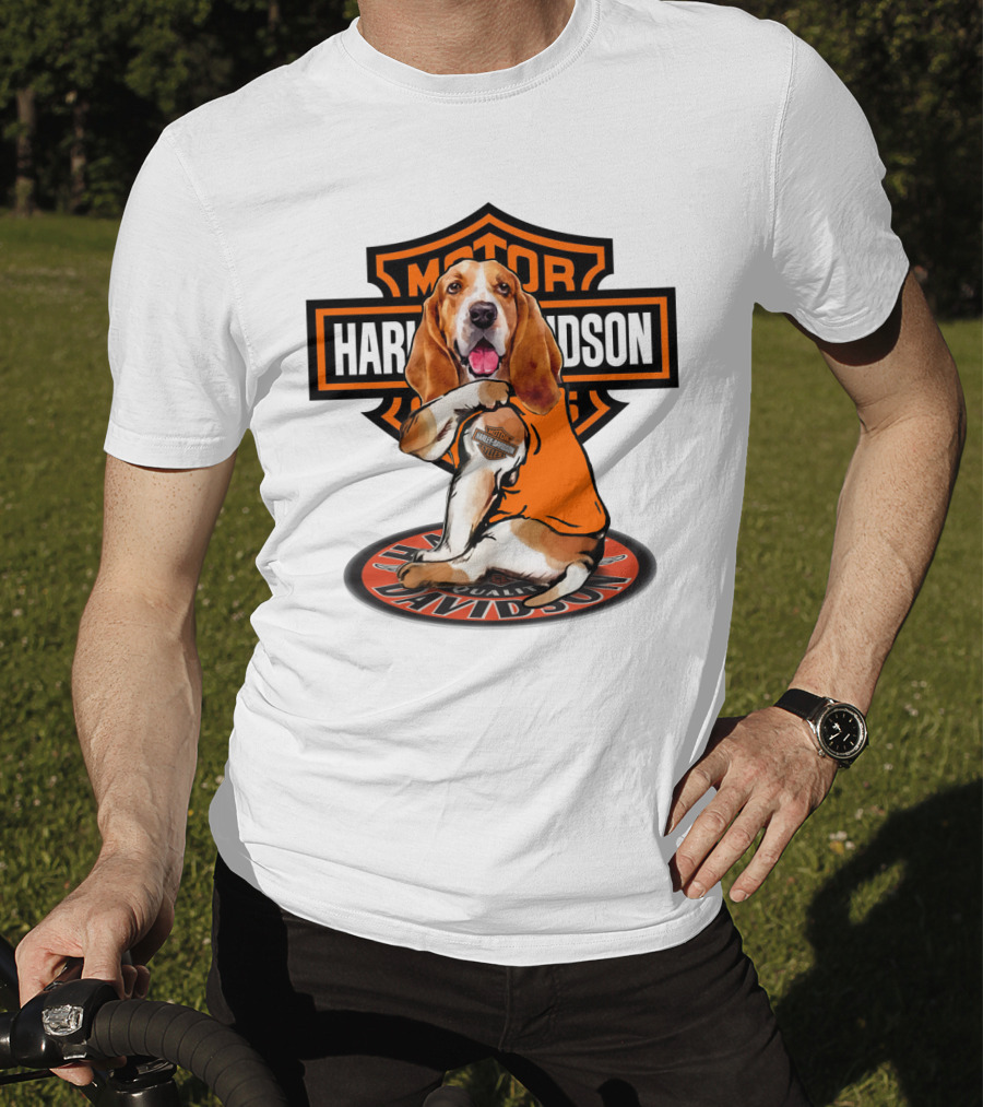Harley Davidson Basset Hound Motor T-Shirt