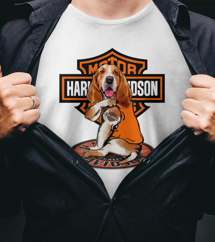 Harley Davidson Basset Hound Motor T-Shirt