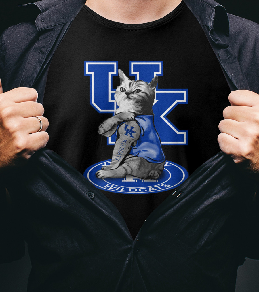 Uk Wildcats Cat Mascot With Letterman T-Shirt