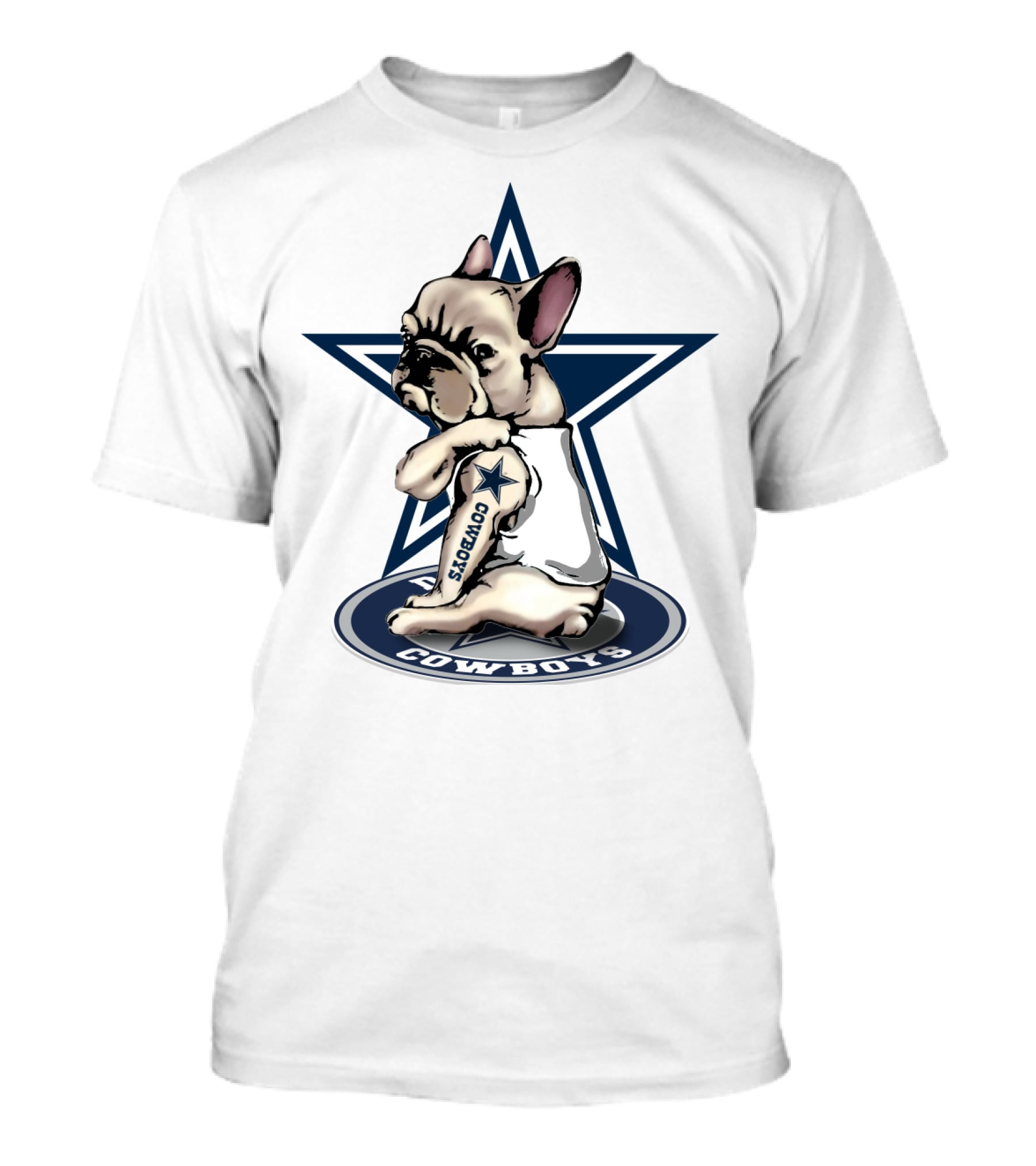 Cowboys French Bulldog Star Logo Tattoo T-Shirt