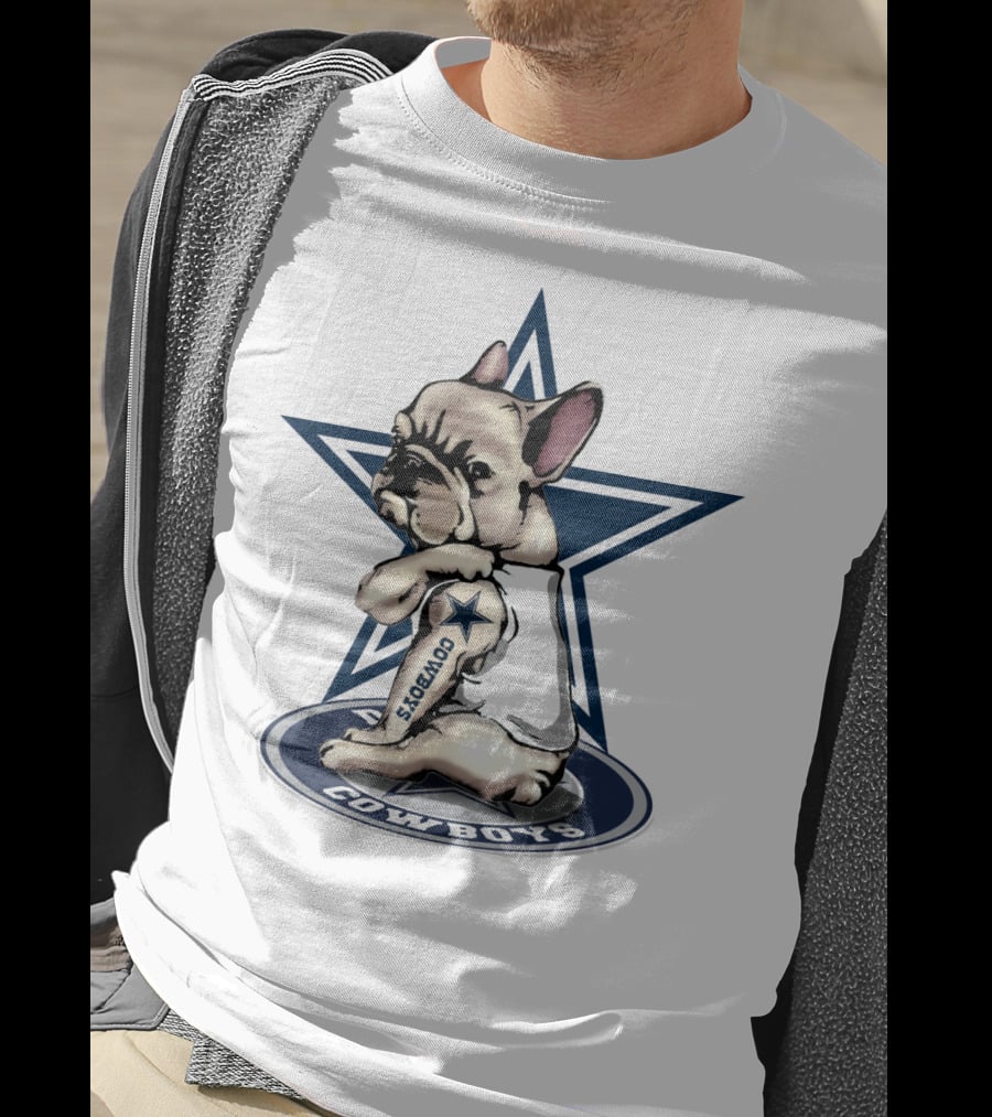 Cowboys French Bulldog Star Logo Tattoo T-Shirt