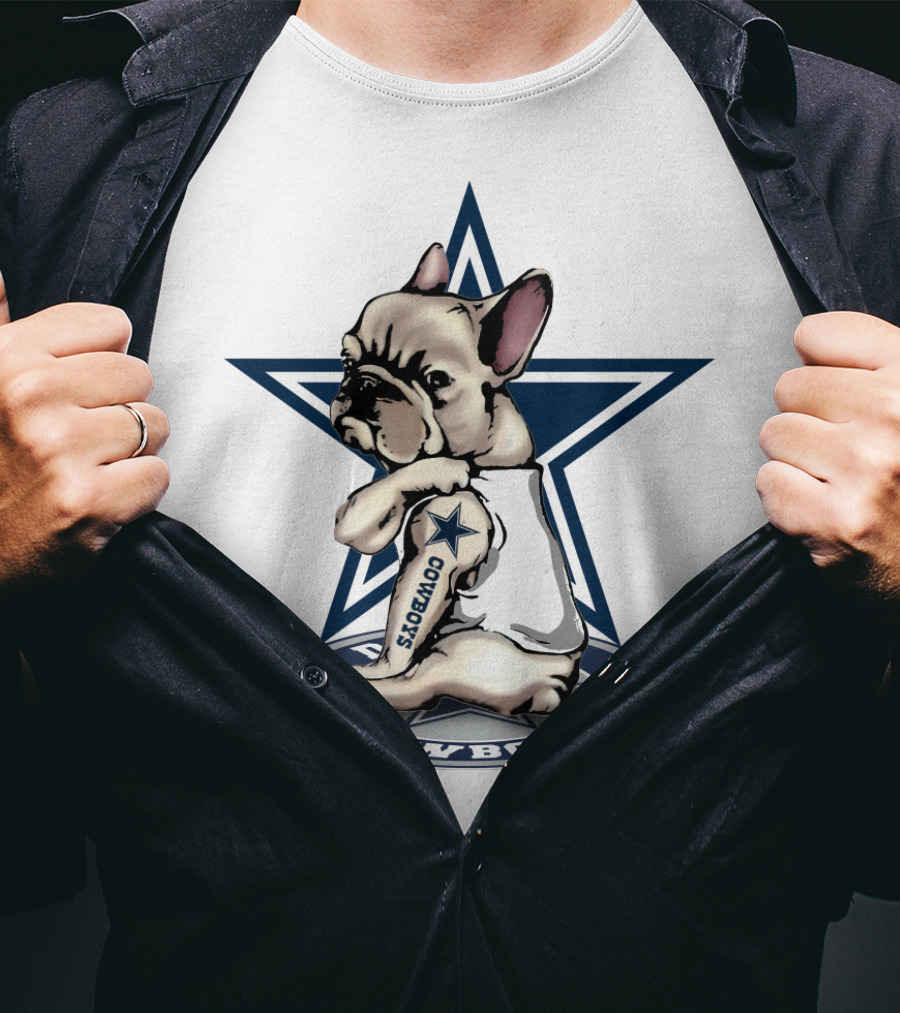 Cowboys French Bulldog Star Logo Tattoo T-Shirt