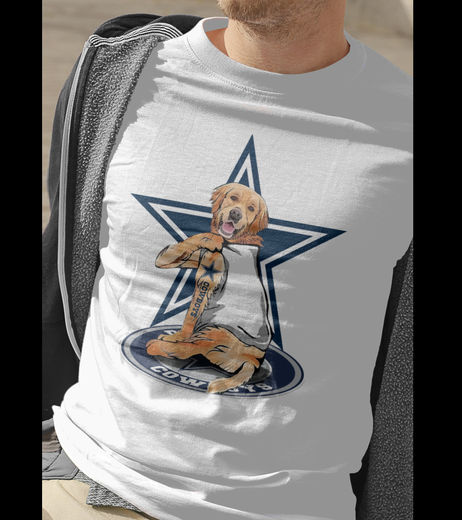 Cowboys Golden Retriever Tattoo Star T-Shirt