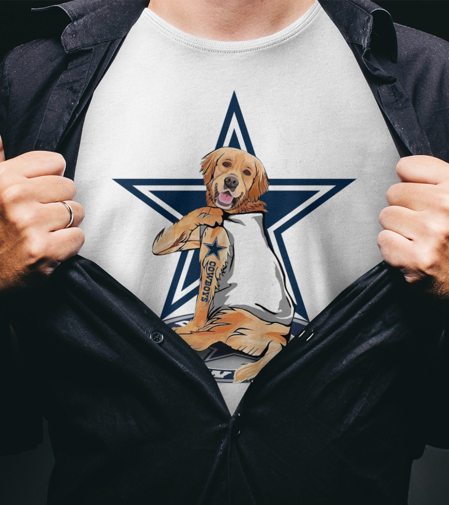 Cowboys Golden Retriever Tattoo Star T-Shirt
