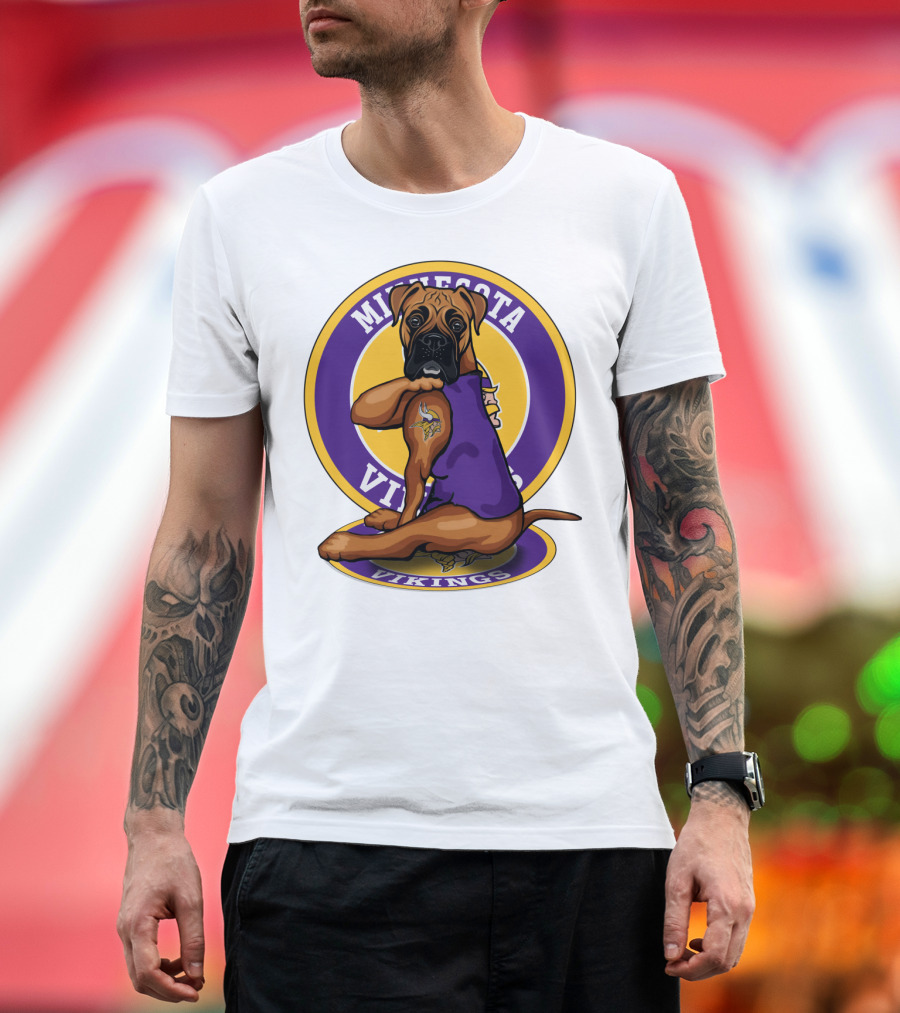 Minnesota Vikings Boxer Dog Tattoo T-Shirt