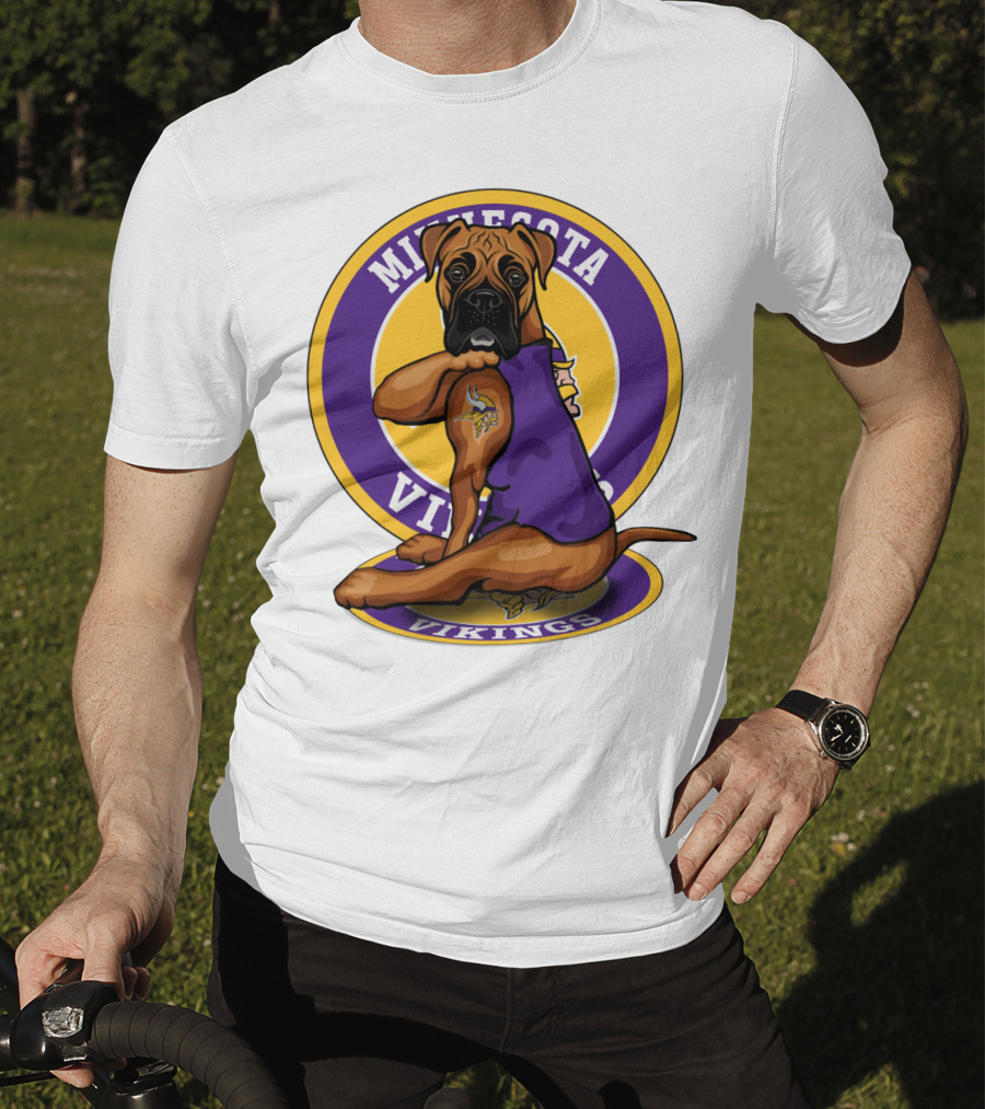 Minnesota Vikings Boxer Dog Tattoo T-Shirt
