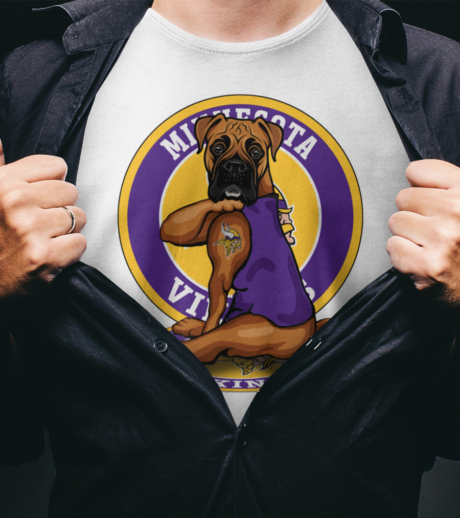 Minnesota Vikings Boxer Dog Tattoo T-Shirt