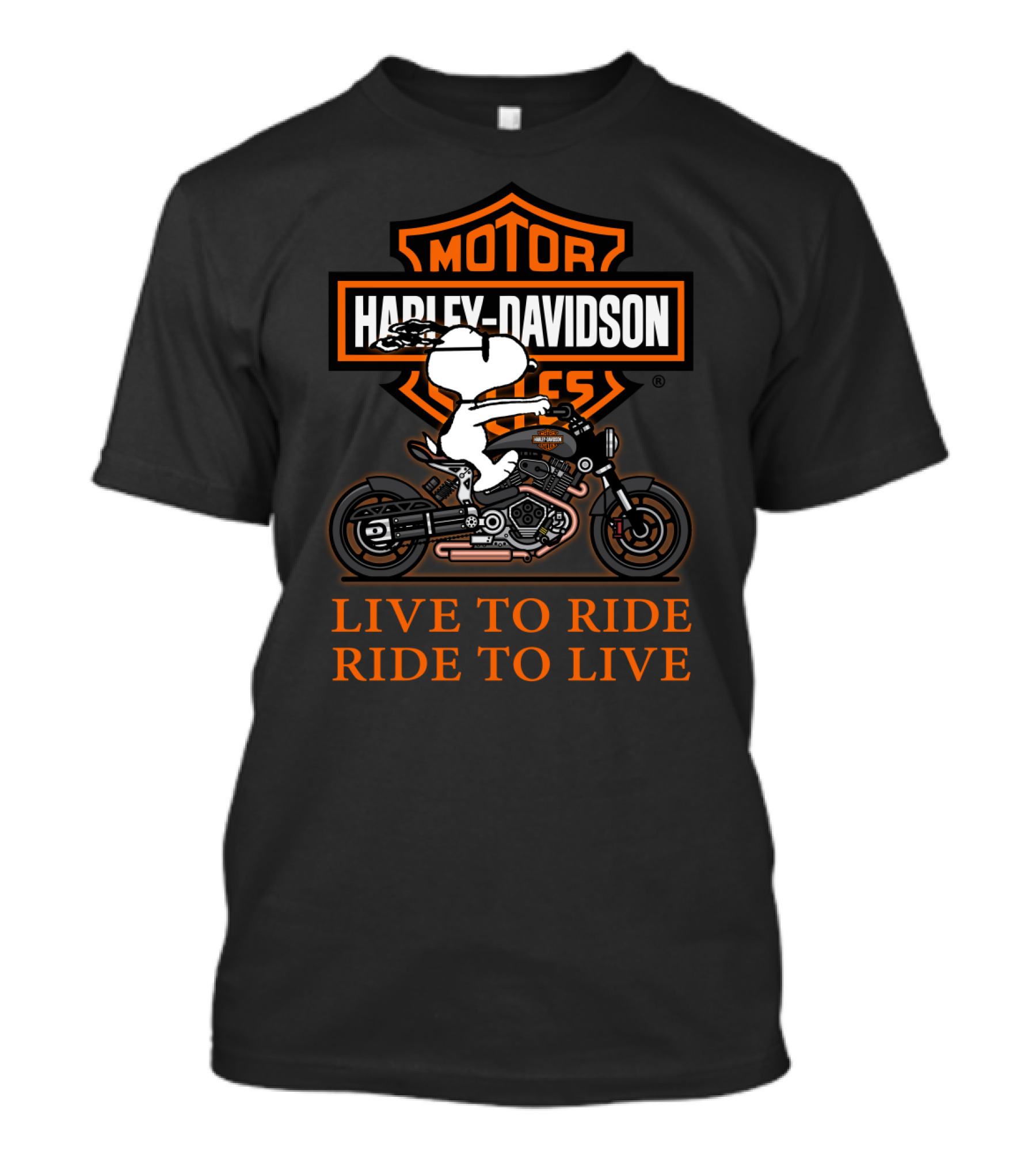 Harley Davidson Motor Cycles Snoopy Live To Ride Ride To Live T-Shirt