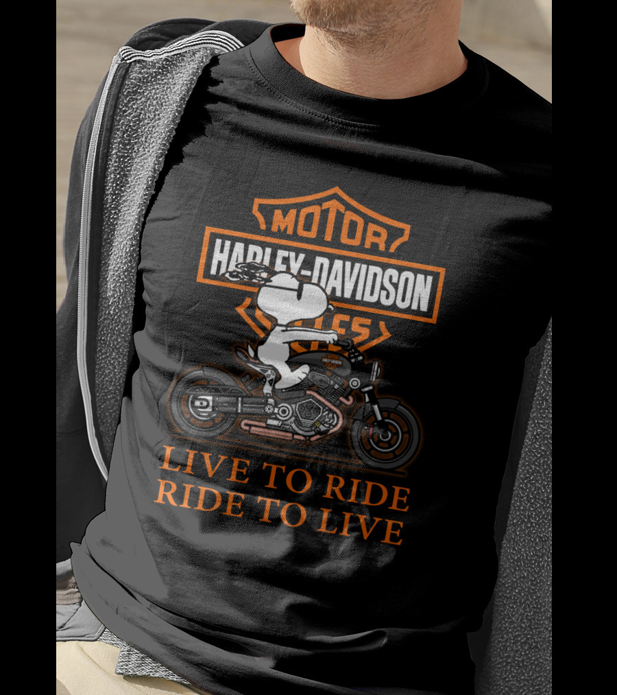 Harley Davidson Motor Cycles Snoopy Live To Ride Ride To Live T-Shirt