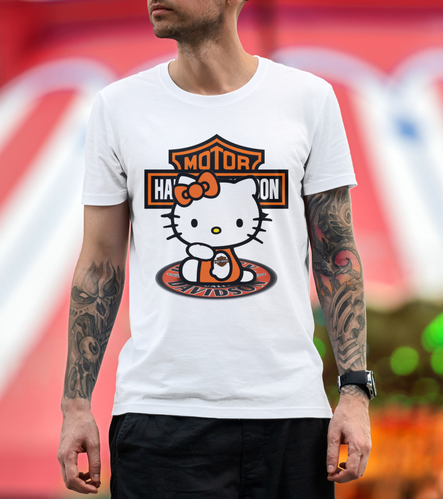 Harley Davidson Hello Kitty Motorcycles Logo Collaboration T-Shirt