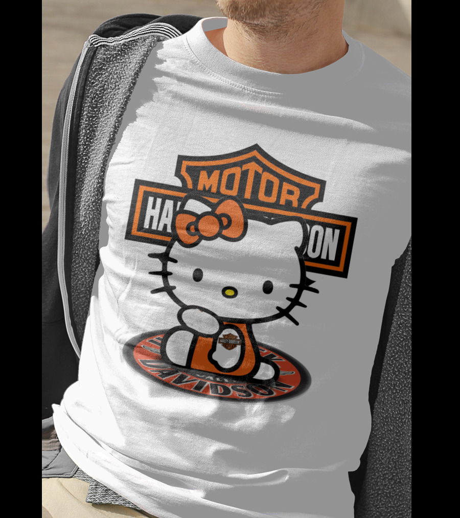 Harley Davidson Hello Kitty Motorcycles Logo Collaboration T-Shirt