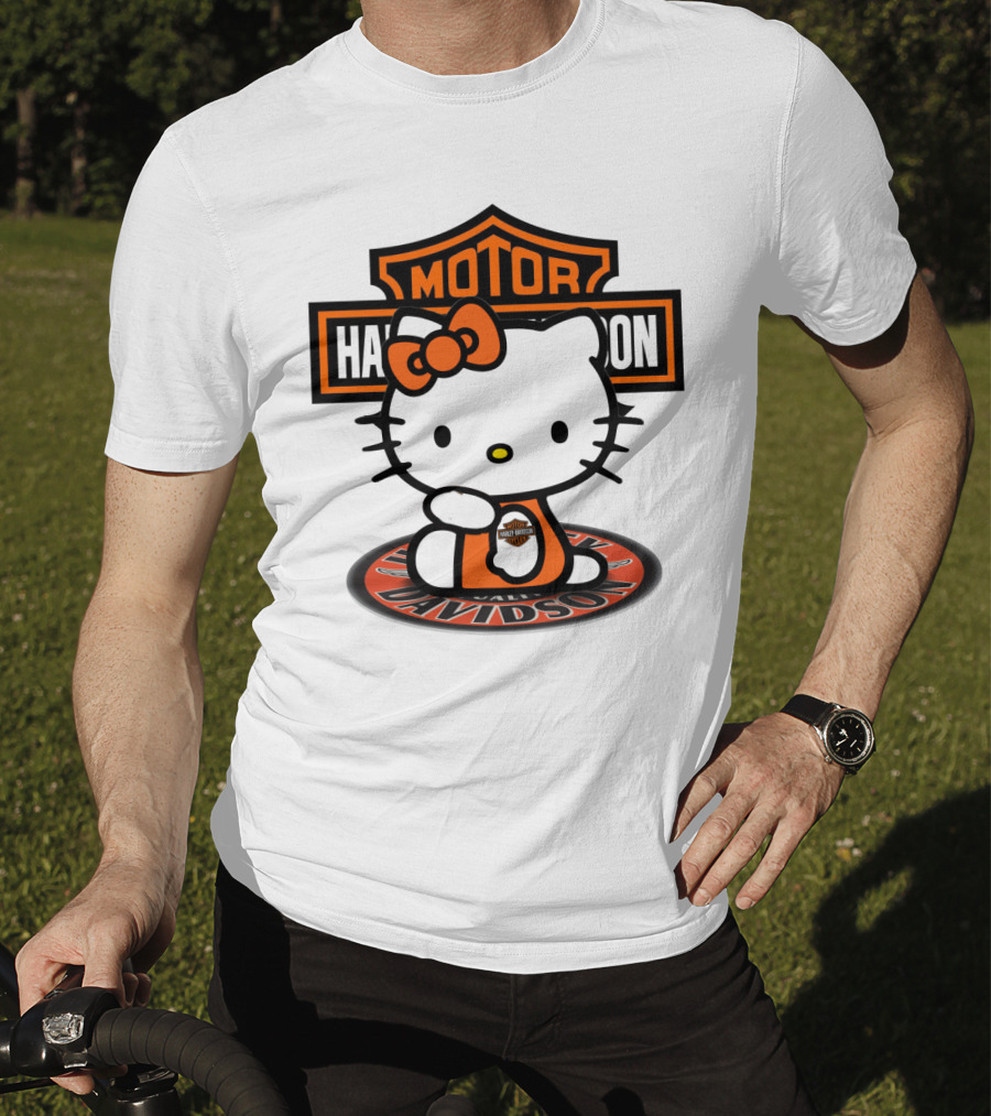 Harley Davidson Hello Kitty Motorcycles Logo Collaboration T-Shirt