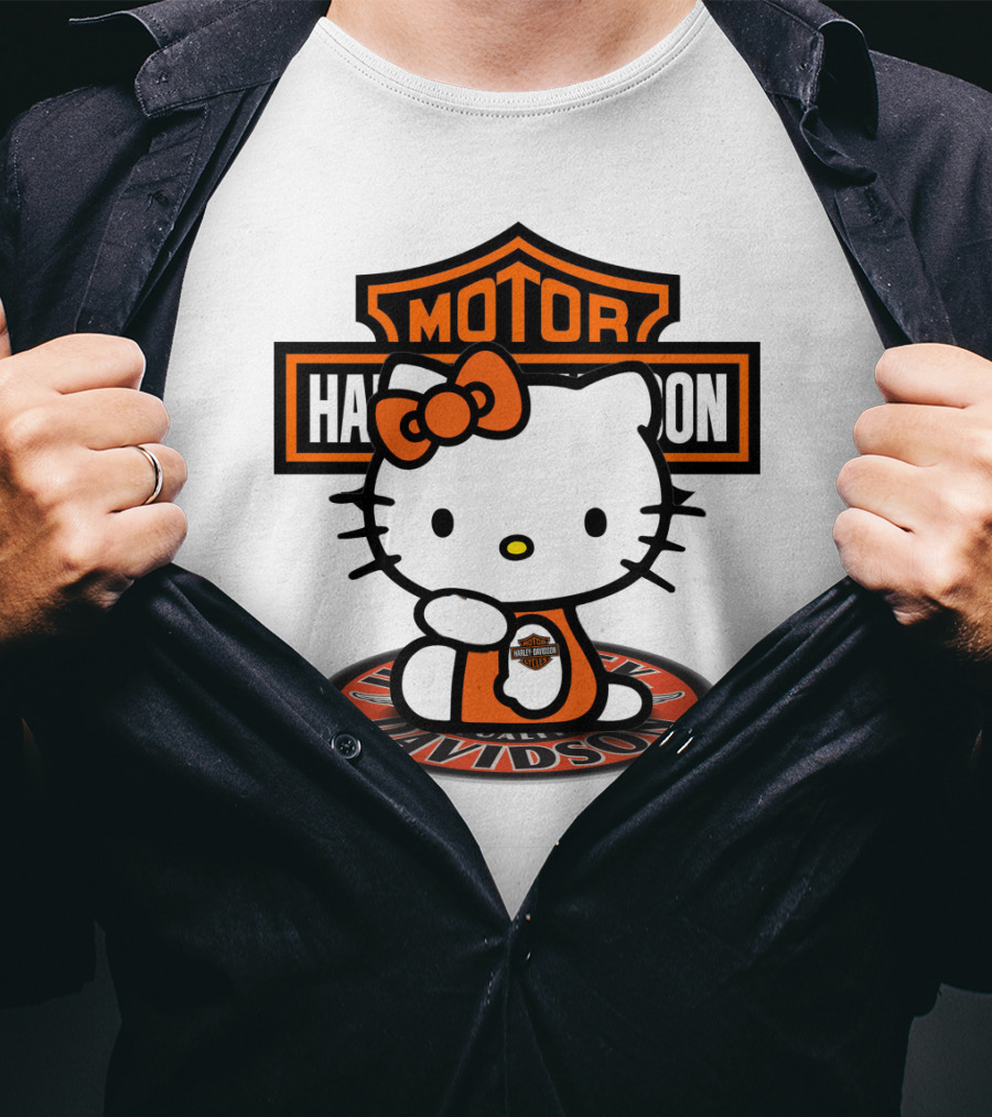 Harley Davidson Hello Kitty Motorcycles Logo Collaboration T-Shirt