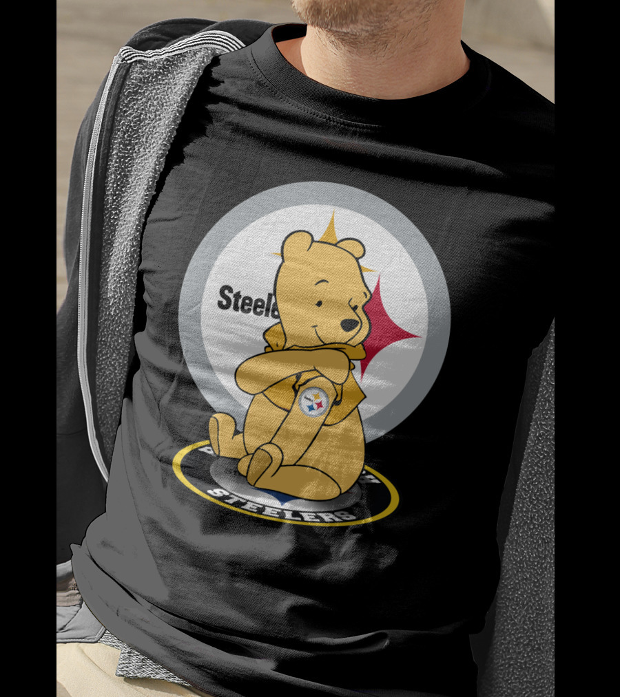 Pooh Steelers Logo Embrace With Iconic Football T-Shirt