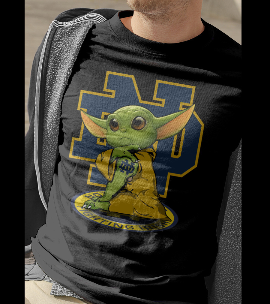 Notre Dame Fighting Irish Yoda ND Logo Football Fan T-Shirt