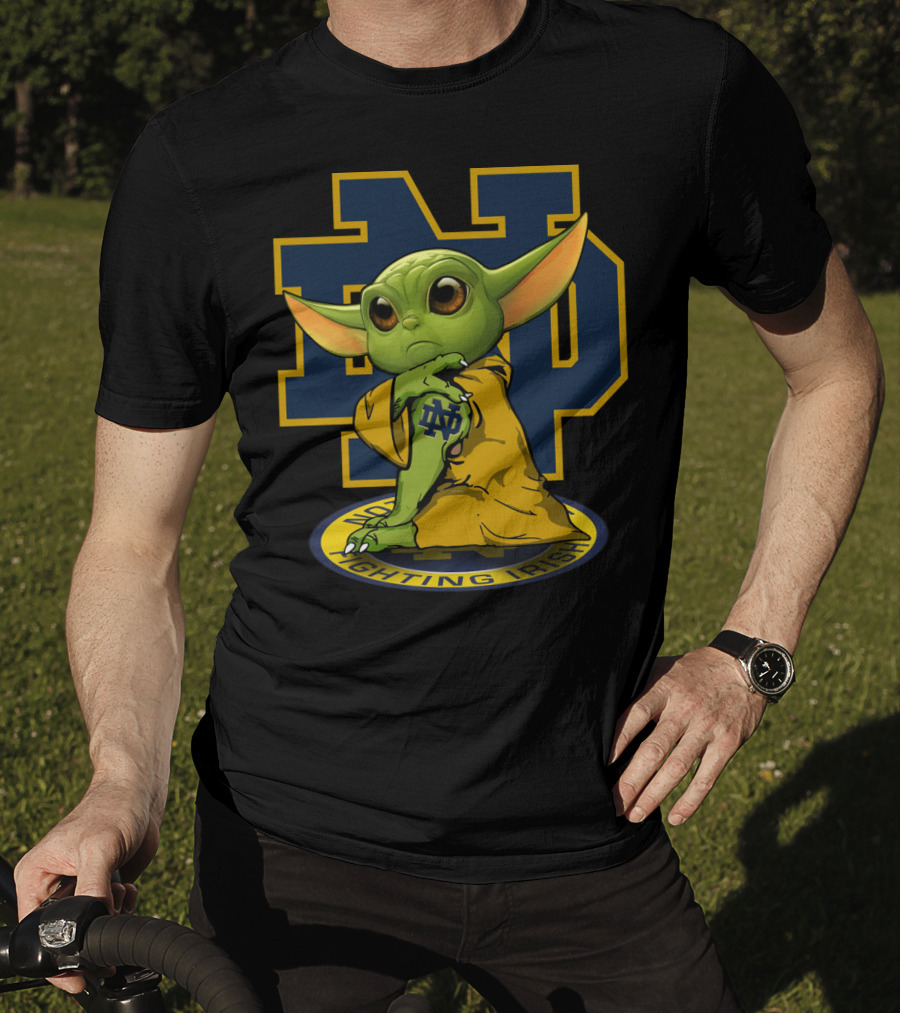 Notre Dame Fighting Irish Yoda ND Logo Football Fan T-Shirt